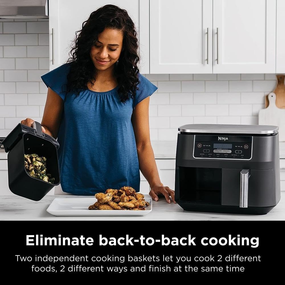 Ninja Air Fryer, Roast, Bake, Air Fry, Crisps, Broil, Reheats, Keep Warm, 10-in-1, Fries, Frozen Food, Veggies, and Meat, Quick Meals, Healthy Meals, Less Oil, 10 QT, Black, DZ302