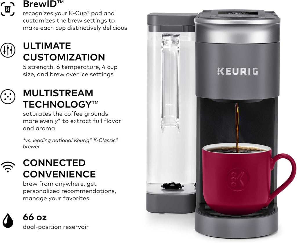 Keurig K-Supreme SMART Coffee Maker, MultiStream Technology, Brews 6-12oz Cup Sizes, Black