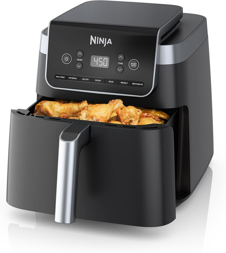 Ninja Air Fryer Pro XL 6-in-1 with 6.5 QT Capacity, Max Crisp, Air Fry, Air Roast, Bake, Reheat, Dehydrate, Max Crisp Technology with 450F, Nonstick Basket & Crisper Plate, Grey, AF181