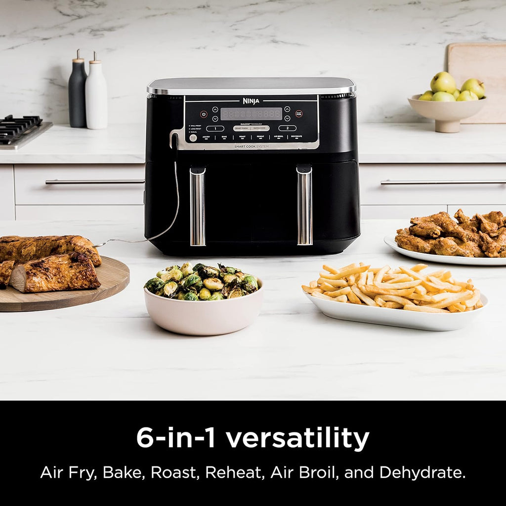 Ninja Air Fryer, Roast, Bake, Air Fry, Crisps, Broil, Reheats, Keep Warm, 10-in-1, Fries, Frozen Food, Veggies, and Meat, Quick Meals, Healthy Meals, Less Oil, 10 QT, Black, DZ302