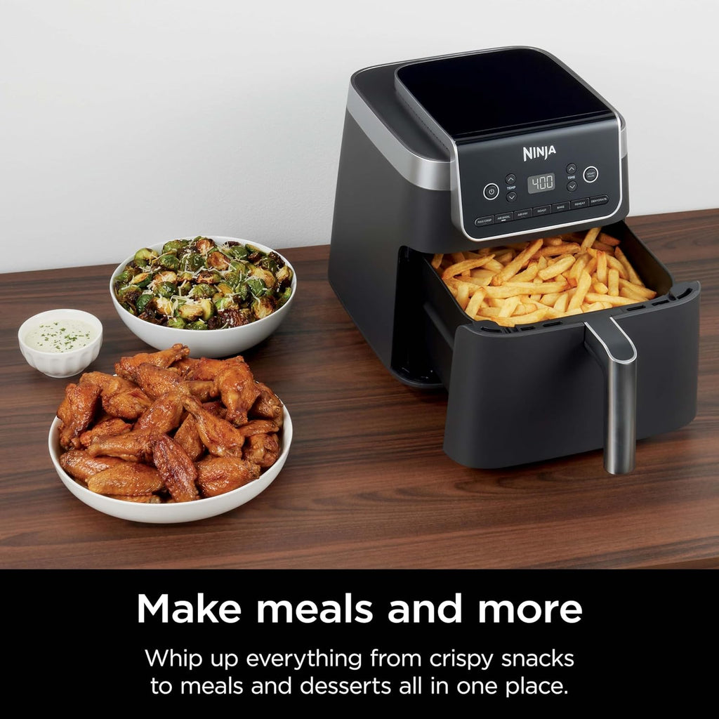 Ninja Air Fryer Pro XL 7-in-1, Max Crisp Tech, 450F for Hotter, Crispy Results, 6.5 QT Capacity fits 9lb wings, Max Crisp, Broil, Air Fry, Roast, Bake, Reheat, Dehydrate, Space Saving, Grey, AF182AMZ