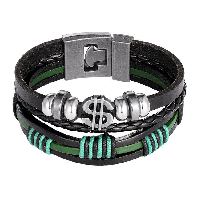 2019 Newest Design Fashion Multi-layer Leather Bracelet Men Vintage Punk Anchor Bracelets Women Nautical Jewelry Preferred Gift