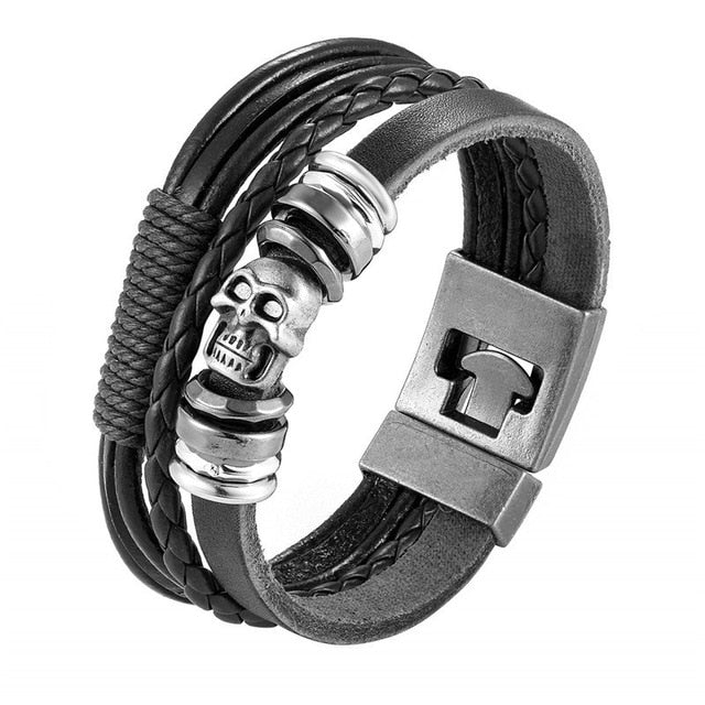 2019 Newest Design Fashion Multi-layer Leather Bracelet Men Vintage Punk Anchor Bracelets Women Nautical Jewelry Preferred Gift