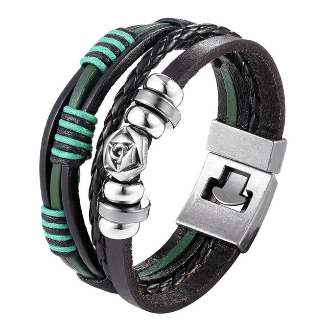 2019 Newest Design Fashion Multi-layer Leather Bracelet Men Vintage Punk Anchor Bracelets Women Nautical Jewelry Preferred Gift
