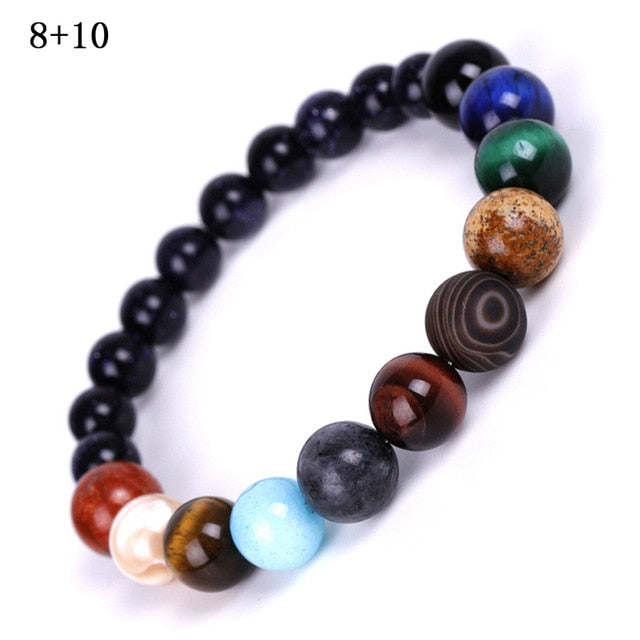 Men Bracelet for Men Women Natural Stone Beaded Chakra Yoga Bracelet Universe Solar System Planets Bracelets Charm Jewelry