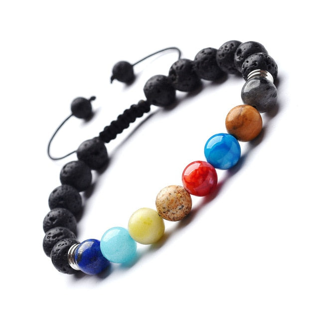 Men Bracelet for Men Women Natural Stone Beaded Chakra Yoga Bracelet Universe Solar System Planets Bracelets Charm Jewelry