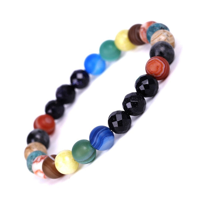 Men Bracelet for Men Women Natural Stone Beaded Chakra Yoga Bracelet Universe Solar System Planets Bracelets Charm Jewelry