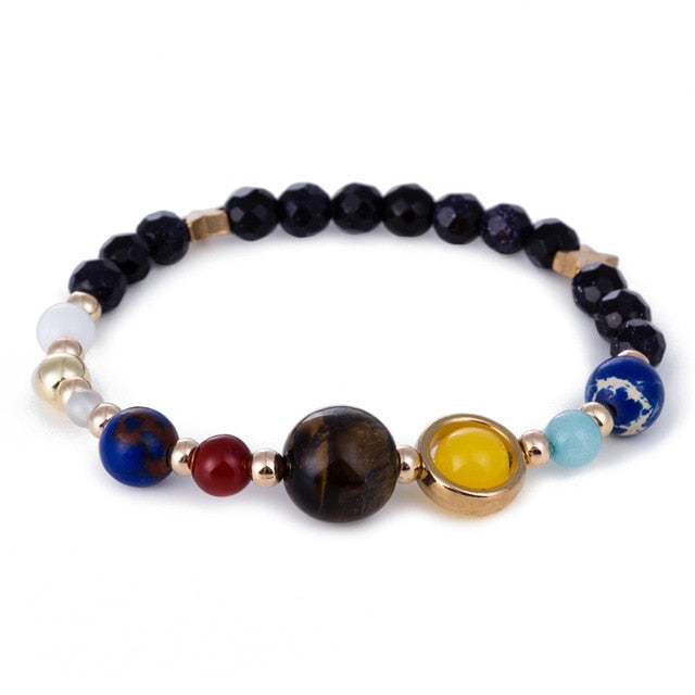 Men Bracelet for Men Women Natural Stone Beaded Chakra Yoga Bracelet Universe Solar System Planets Bracelets Charm Jewelry