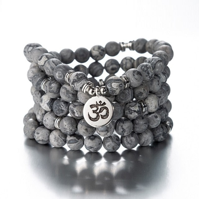 108 Beaded Natural Stones Mala Buddha Lotus Tree Chakra Yoga Couple Charmed Stretchy Strand Bracelets