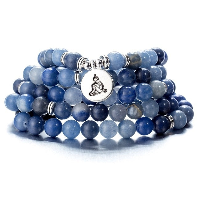 108 Beaded Natural Stones Mala Buddha Lotus Tree Chakra Yoga Couple Charmed Stretchy Strand Bracelets