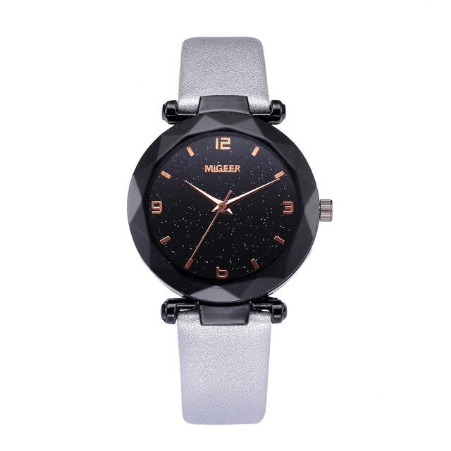 Starry Sky Women Wacthes Top Brand Luxury Casual Quartz Leather Watchband Strap Clock Analog Wrist Watch for female reloj mujer