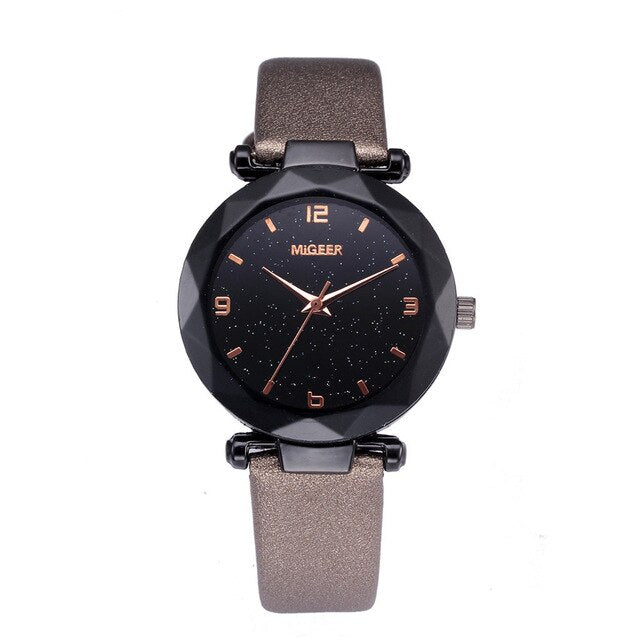 Starry Sky Women Wacthes Top Brand Luxury Casual Quartz Leather Watchband Strap Clock Analog Wrist Watch for female reloj mujer