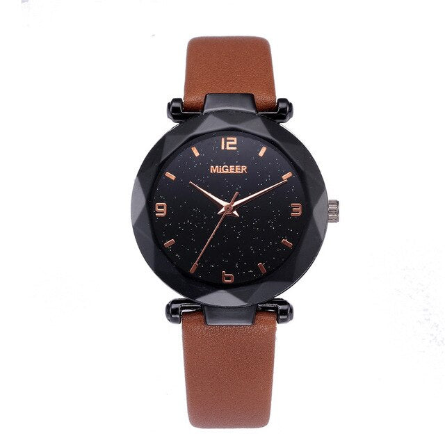 Starry Sky Women Wacthes Top Brand Luxury Casual Quartz Leather Watchband Strap Clock Analog Wrist Watch for female reloj mujer