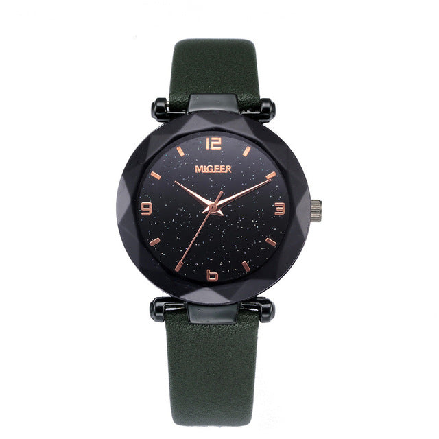 Starry Sky Women Wacthes Top Brand Luxury Casual Quartz Leather Watchband Strap Clock Analog Wrist Watch for female reloj mujer
