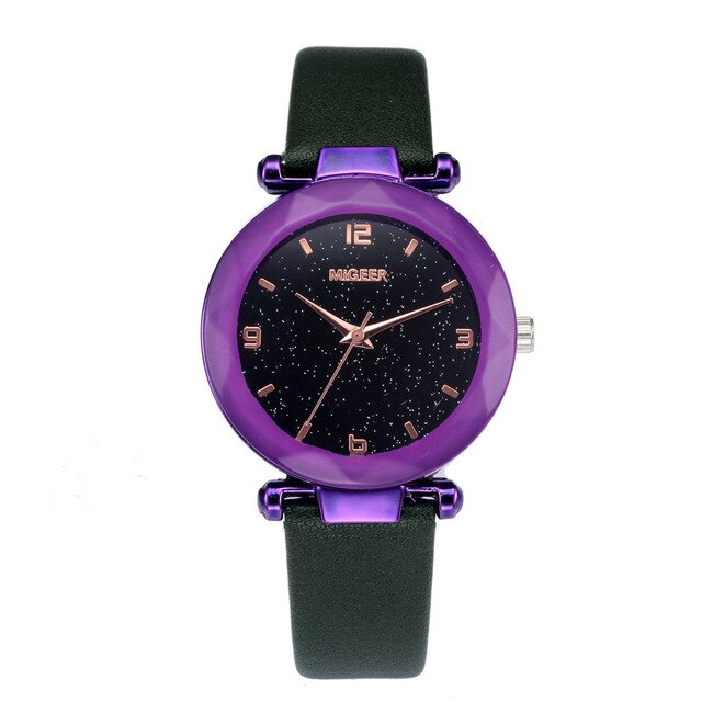 Starry Sky Women Wacthes Top Brand Luxury Casual Quartz Leather Watchband Strap Clock Analog Wrist Watch for female reloj mujer