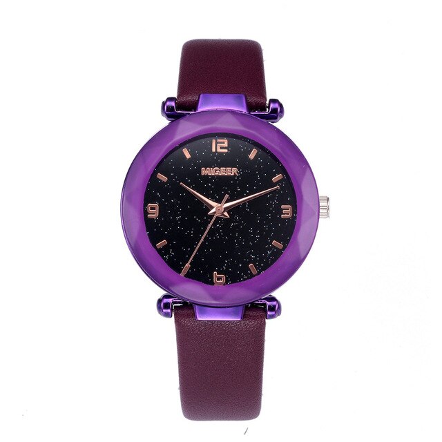 Starry Sky Women Wacthes Top Brand Luxury Casual Quartz Leather Watchband Strap Clock Analog Wrist Watch for female reloj mujer