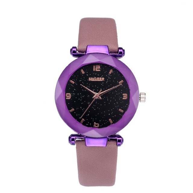 Starry Sky Women Wacthes Top Brand Luxury Casual Quartz Leather Watchband Strap Clock Analog Wrist Watch for female reloj mujer
