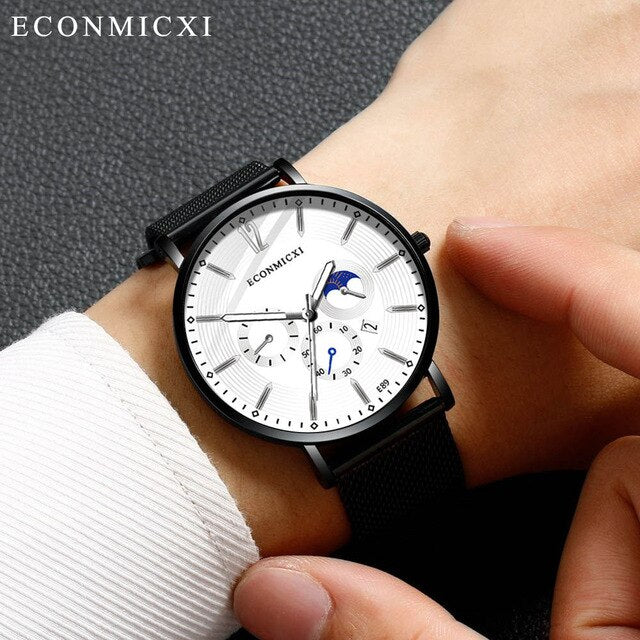 2019 Fashion Men's Watches Alloy Business Quartz Wrist Watch zegarek meski Mesh Band Luxury Casual Wacth Relogio Masculino