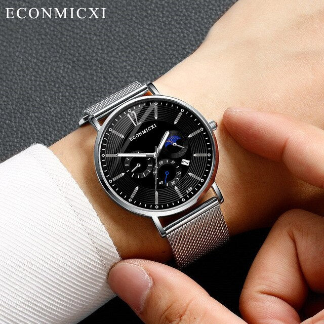2019 Fashion Men's Watches Alloy Business Quartz Wrist Watch zegarek meski Mesh Band Luxury Casual Wacth Relogio Masculino