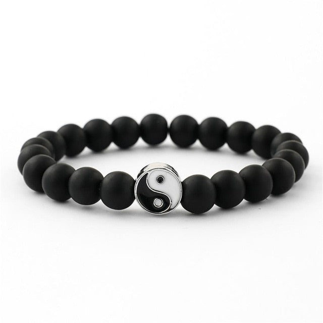 Distance Bracelet Classic Natural Stone White and Black Yin Yang Beaded Bracelets for Men Women Best Friend Drop Shipping