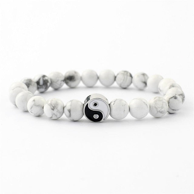 Distance Bracelet Classic Natural Stone White and Black Yin Yang Beaded Bracelets for Men Women Best Friend Drop Shipping