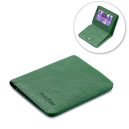 Treafury Genuine Leather Small Mini Ultra-thin Wallets men Compact wallet Handmade wallet Cowhide Card Holder Short Design purse