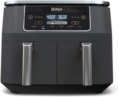 Ninja DZ071 Foodi 6-in-1 FlexBasket Air Fryer with 7-QT MegaZone & Basket Divider for Large Proteins & Full Meals, Smart Finish Cook 2 Foods 2 Ways, Family Sized Capacity, Air Fry, Roast & More, Black