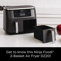 Ninja DZ401 Foodi 10 Quart 6-in-1 DualZone XL 2-Basket Air Fryer with 2 Independent Frying Baskets, Match Cook & Smart Finish to Roast, Broil, Dehydrate for Quick, Easy Family-Sized Meals, Grey
