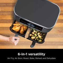 Ninja Air Fryer, Roast, Bake, Air Fry, Crisps, Broil, Reheats, Keep Warm, 10-in-1, Fries, Frozen Food, Veggies, and Meat, Quick Meals, Healthy Meals, Less Oil, 10 QT, Black, DZ302