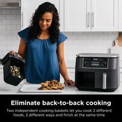 Ninja Air Fryer, Thermometer, Roast, Bake, Air Fry, Crisps, Broil, Reheats, Keep Warm, 10-in-1, Fries, Frozen Food, Veggies, and Meat, Quick Meals, Healthy Meals, Less Oil, 10 QT, Grey, DZ550