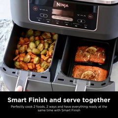 Ninja Air Fryer, Thermometer, Roast, Bake, Air Fry, Crisps, Broil, Reheats, Keep Warm, 10-in-1, Fries, Frozen Food, Veggies, and Meat, Quick Meals, Healthy Meals, Less Oil, 10 QT, Grey, DZ550