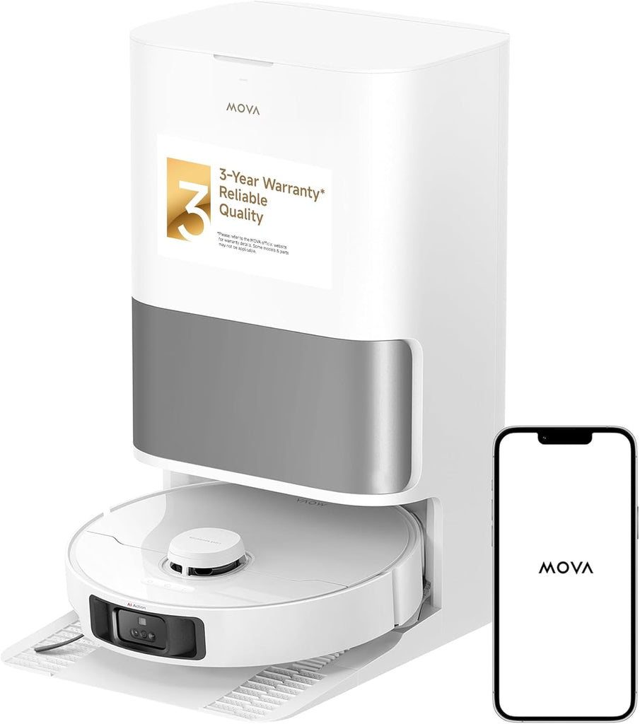 MOVA P10 Pro Ultra Robot Vacuum and Mop 13,000Pa Suction, 140°F Hot Water Auto Mop Washing & Drying, Dual Spinning Extenable Mop,10.5mm Mop Lifting for Carpet, 360°Obstacle Avoidance, App Control