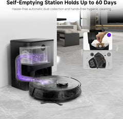 Robot Vacuum and Mop Combo, 5000Pa Robotic Vacuum with 3.5L Self Emptying Station, Lidar Navigation Robot Vacuum Cleaner, 180mins Runtime, APP/Remote/Voice Control, for Hard Floors and Carpets