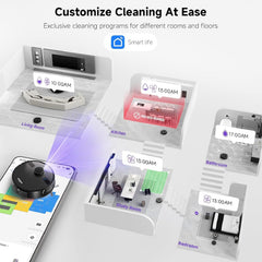 Robot Vacuum and Mop Combo, 5000Pa Robotic Vacuum with 3.5L Self Emptying Station, Lidar Navigation Robot Vacuum Cleaner, 180mins Runtime, APP/Remote/Voice Control, for Hard Floors and Carpets