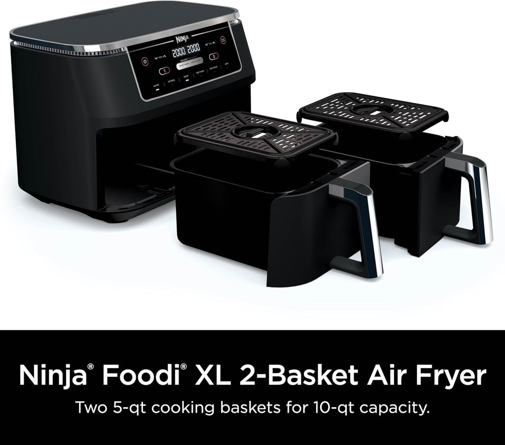 Ninja Air Fryer, Roast, Bake, Air Fry, Crisps, Broil, Reheats, Keep Warm, 10-in-1, Fries, Frozen Food, Veggies, and Meat, Quick Meals, Healthy Meals, Less Oil, 10 QT, Black, DZ302