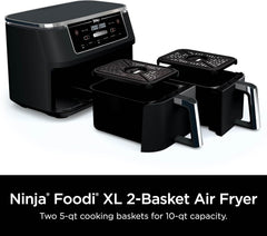 Ninja Air Fryer, Thermometer, Roast, Bake, Air Fry, Crisps, Broil, Reheats, Keep Warm, 10-in-1, Fries, Frozen Food, Veggies, and Meat, Quick Meals, Healthy Meals, Less Oil, 10 QT, Grey, DZ550