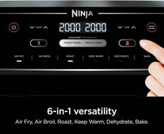 Ninja Air Fryer, Roast, Bake, Air Fry, Crisps, Broil, Reheats, Keep Warm, 10-in-1, Fries, Frozen Food, Veggies, and Meat, Quick Meals, Healthy Meals, Less Oil, 10 QT, Black, DZ302