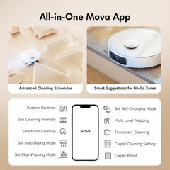 MOVA P10 Pro Ultra Robot Vacuum and Mop 13,000Pa Suction, 140°F Hot Water Auto Mop Washing & Drying, Dual Spinning Extenable Mop,10.5mm Mop Lifting for Carpet, 360°Obstacle Avoidance, App Control