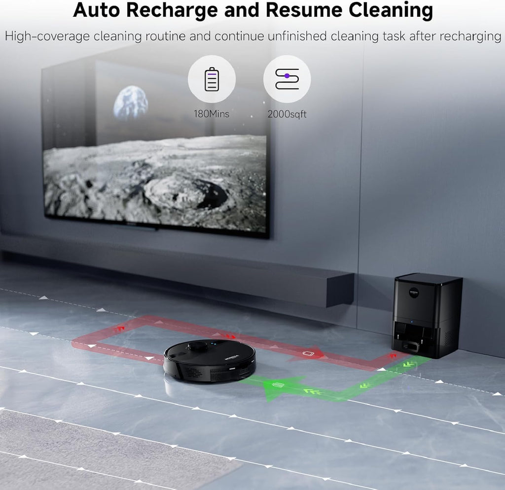 Robot Vacuum and Mop Combo, 5000Pa Robotic Vacuum with 3.5L Self Emptying Station, Lidar Navigation Robot Vacuum Cleaner, 180mins Runtime, APP/Remote/Voice Control, for Hard Floors and Carpets