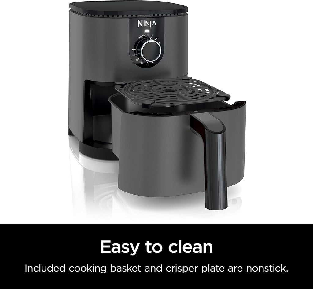 Ninja AF080 Mini Air Fryer, 2 Quarts Capacity, Compact, Nonstick, with Quick Set Timer, Grey