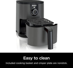 Ninja AF080 Mini Air Fryer, 2 Quarts Capacity, Compact, Nonstick, with Quick Set Timer, Grey
