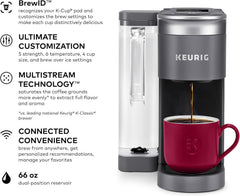 Keurig K-Supreme SMART Coffee Maker, MultiStream Technology, Brews 6-12oz Cup Sizes, Black