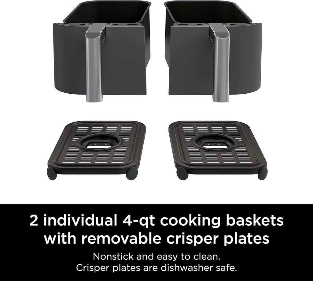 Ninja Air Fryer, Roast, Bake, Air Fry, Crisps, Broil, Reheats, Keep Warm, 10-in-1, Fries, Frozen Food, Veggies, and Meat, Quick Meals, Healthy Meals, Less Oil, 10 QT, Black, DZ302