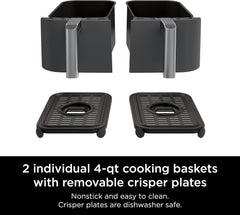 Ninja Air Fryer, Roast, Bake, Air Fry, Crisps, Broil, Reheats, Keep Warm, 10-in-1, Fries, Frozen Food, Veggies, and Meat, Quick Meals, Healthy Meals, Less Oil, 10 QT, Black, DZ302