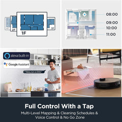 Eureka Robot Vacuum with Bagless Self Emptying Station, Robotic Vacuum and Mop Combo, 45-Day Capacity, 4000Pa Suction, Auto Lifting Mop, LiDAR Navigation, NER E10s BK
