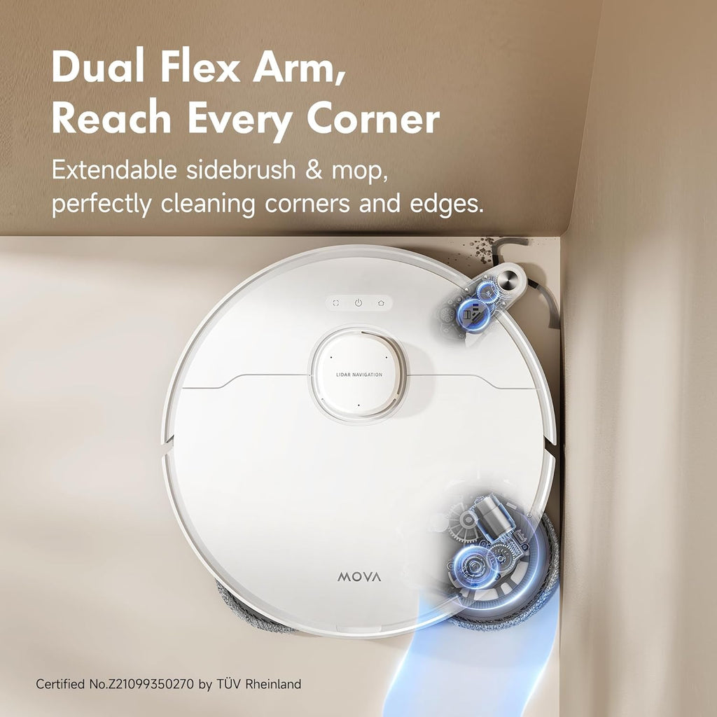 MOVA P10 Pro Ultra Robot Vacuum and Mop 13,000Pa Suction, 140°F Hot Water Auto Mop Washing & Drying, Dual Spinning Extenable Mop,10.5mm Mop Lifting for Carpet, 360°Obstacle Avoidance, App Control