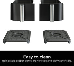 Ninja DZ090 Foodi 6 Quart 5-in-1 DualZone 2-Basket Air Fryer with 2 Independent Frying Baskets, Match Cook & Smart Finish to Roast, Bake, Dehydrate & More for Quick Snacks & Small Meals, Black