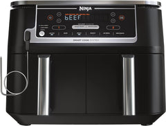 Ninja Air Fryer, Thermometer, Roast, Bake, Air Fry, Crisps, Broil, Reheats, Keep Warm, 10-in-1, Fries, Frozen Food, Veggies, and Meat, Quick Meals, Healthy Meals, Less Oil, 10 QT, Grey, DZ550