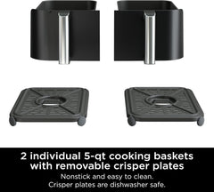 Ninja Air Fryer, Roast, Bake, Air Fry, Crisps, Broil, Reheats, Keep Warm, 10-in-1, Fries, Frozen Food, Veggies, and Meat, Quick Meals, Healthy Meals, Less Oil, 10 QT, Black, DZ302