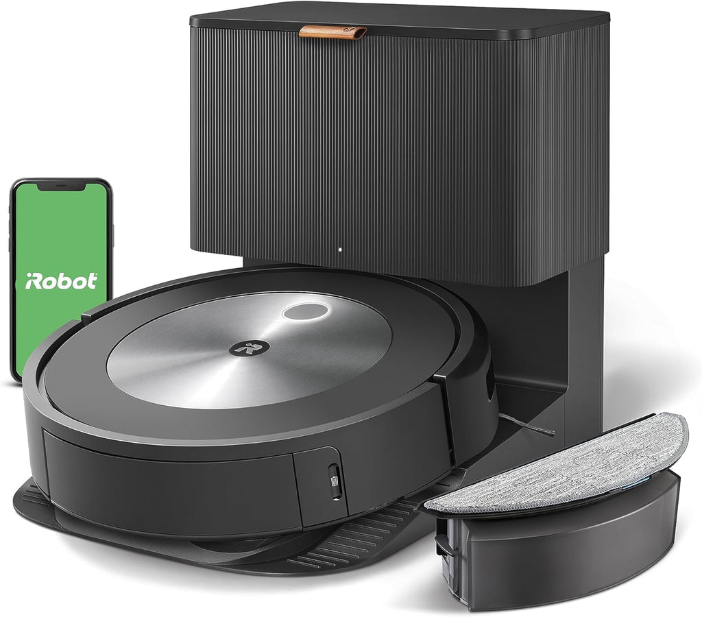 iRobot Roomba Combo j5+ Self-Emptying Robot Vacuum & Mop – Identifies and Avoids Obstacles Like Pet Waste & Cords, Empties Itself for 60 Days, Clean by Room with Smart Mapping, Works with Alexa